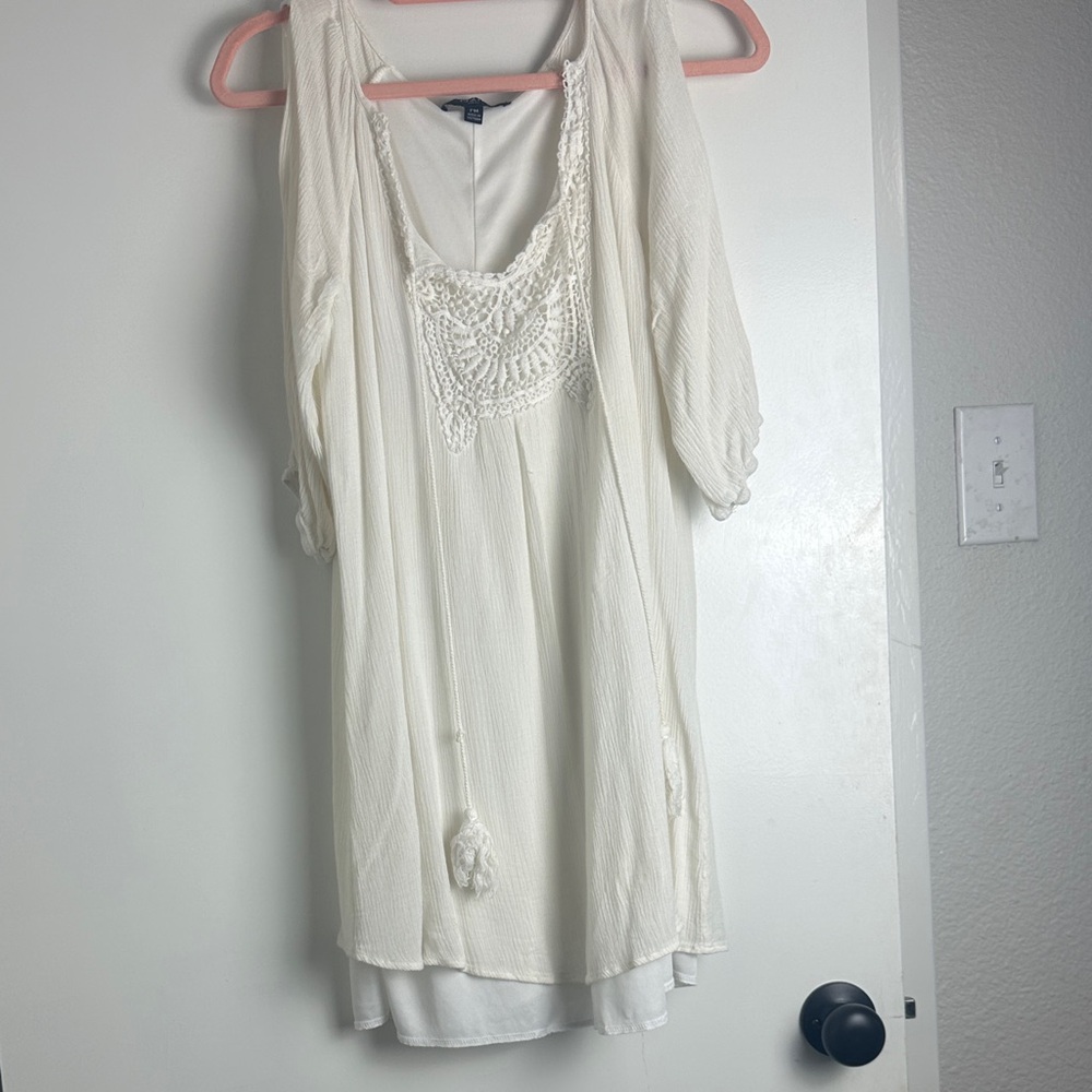 Cream Flowy Boho Tunic Top